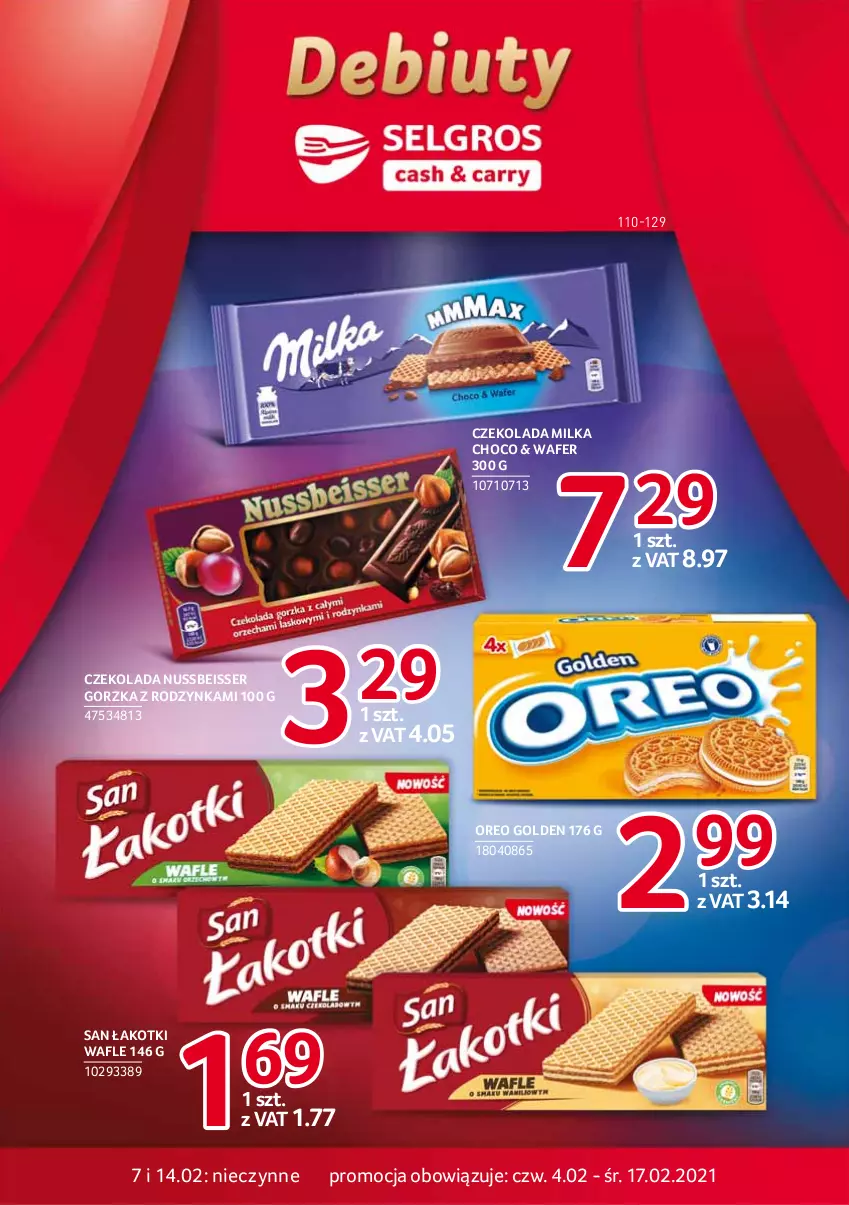 Gazetka promocyjna Selgros - Debiuty w Selgros - ważna 10.02 do 11.02.2021 - strona 1 - produkty: Czekolada, Milka, Oreo, Ser, Wafle