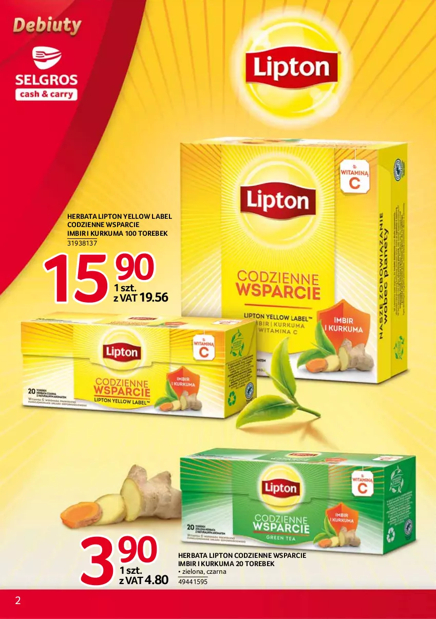 Gazetka promocyjna Selgros - Debiuty w Selgros - ważna 10.02 do 11.02.2021 - strona 2 - produkty: Herbata, Imbir, Kurkuma, Lipton