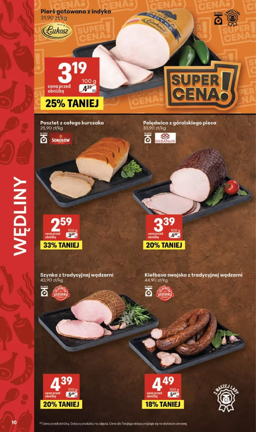 Gazetka promocyjna Delikatesy Centrum - Franczyza DC10 Czwartek - ważna 05.03 do 11.03.2026 - strona 10 - produkty: Kabanos, Kiełbasa, Kurczak, Pasztet, Piec, Polędwica, Sok, Sokołów, Szynka