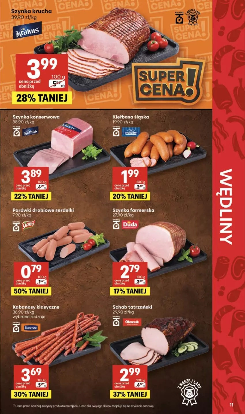 Gazetka promocyjna Delikatesy Centrum - Franczyza DC10 Czwartek - ważna 05.03 do 11.03.2026 - strona 11 - produkty: Fa, Kabanos, Kiełbasa, Kiełbasa śląska, Parówki, Ser, Serdelki, Szynka, Szynka farmerska, Szynka konserwowa
