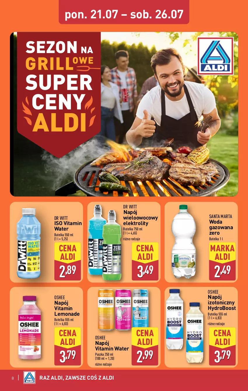 Gazetka promocyjna Aldi - Oferta weekendowa - ważna 24.07 do 26.07.2025 - strona 8 - produkty: Napój, Napój izotoniczny, Oshee, Woda, Woda gazowana