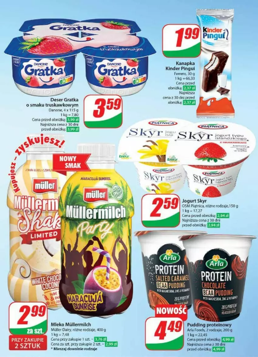 Gazetka promocyjna Dino - ważna 08.05 do 14.05.2024 - strona 35 - produkty: Danone, Deser, Ferrero, Goal, Gra, Jogurt, Kinder, Mleko, Piątnica, Pudding, Ser