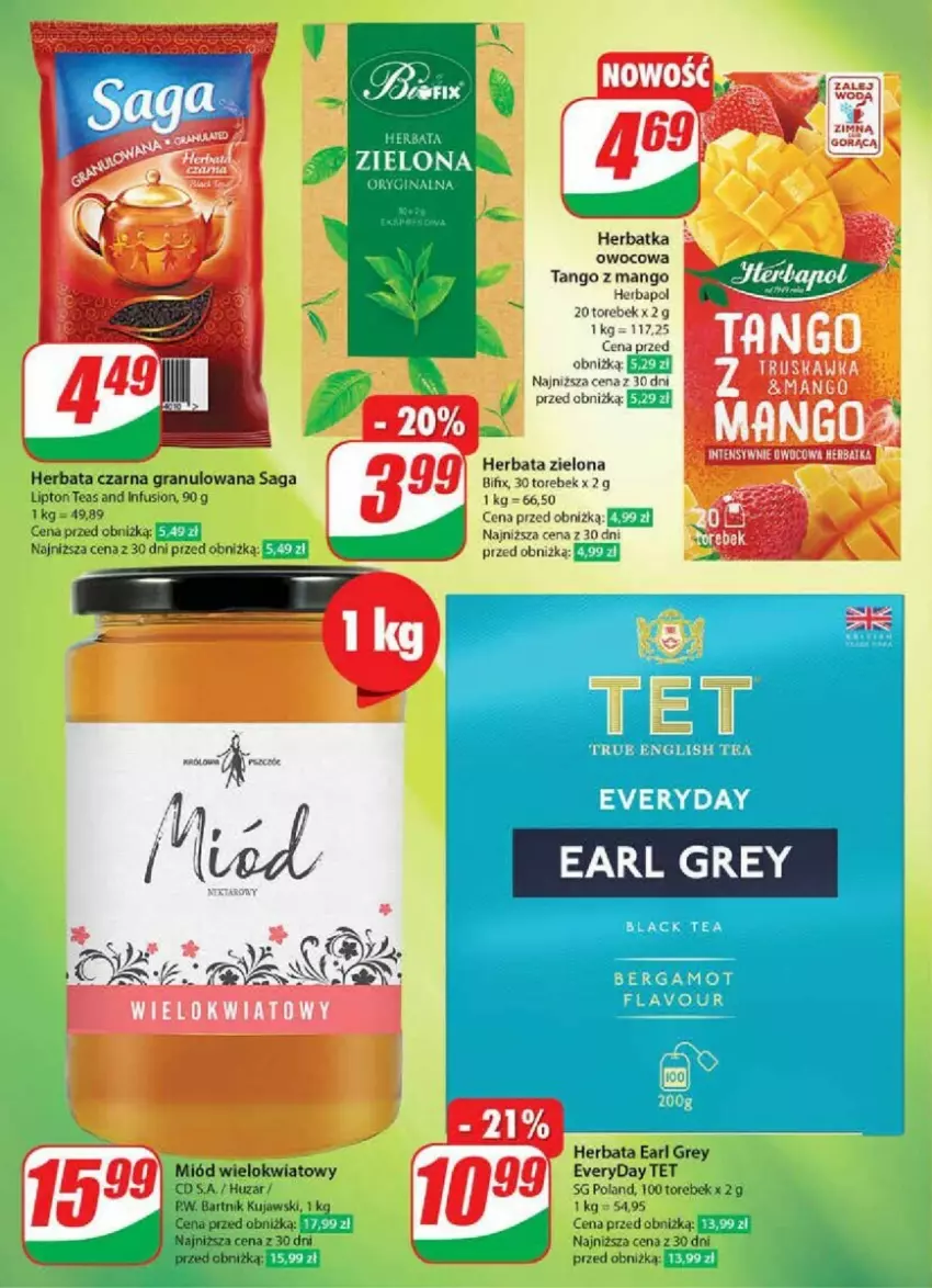 Gazetka promocyjna Dino - ważna 08.05 do 14.05.2024 - strona 4 - produkty: Earl Grey, Fusion, Gra, Herbapol, Herbata, Herbata czarna, Kujawski, Lipton, Mango, Miód, Saga