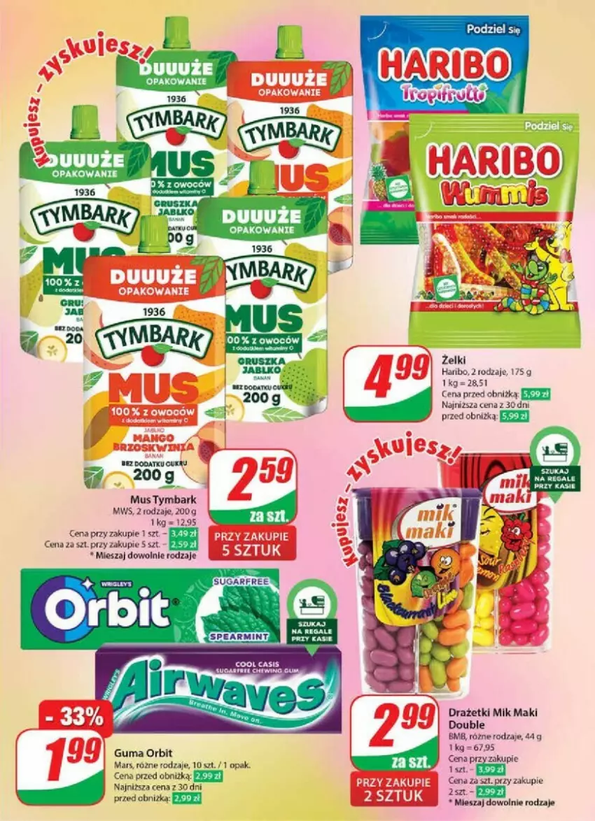 Gazetka promocyjna Dino - ważna 08.05 do 14.05.2024 - strona 45 - produkty: Haribo, Mars, Mus, Orbit, Tymbark