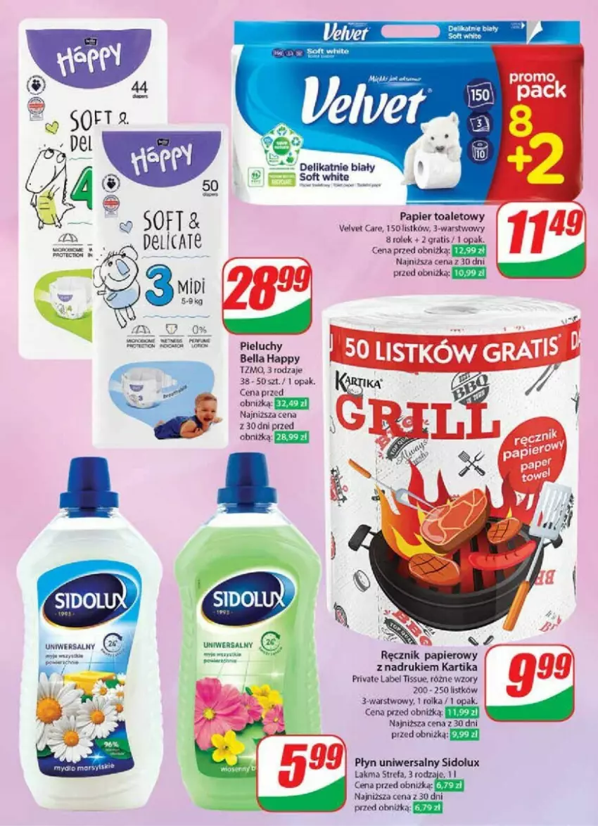 Gazetka promocyjna Dino - ważna 08.05 do 14.05.2024 - strona 58 - produkty: Bell, Bella, Fa, Gra, Papier, Pieluchy, Ręcznik, Sałat, Sidolux, Velvet