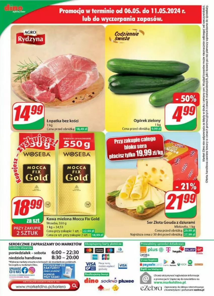 Gazetka promocyjna Dino - ważna 08.05 do 14.05.2024 - strona 60 - produkty: Gouda, Kawa, Kawa mielona, Mocca Fix Gold, Ogórek, Ser, Tera, Woseba