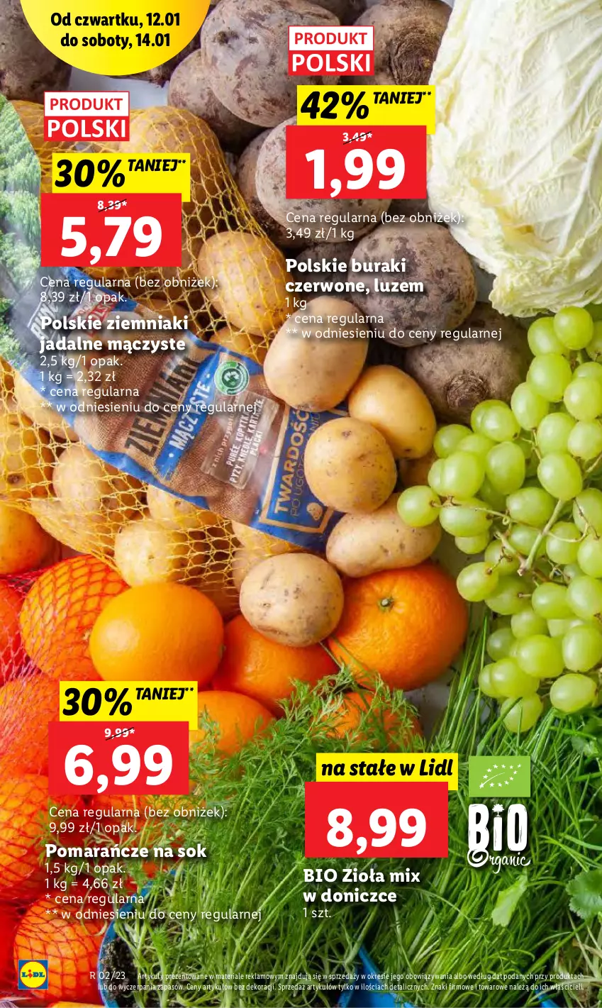 Gazetka promocyjna Lidl - GAZETKA - ważna 19.01 do 21.01.2023 - strona 18 - produkty: Buraki, Pomarańcze, Sok, Ziemniaki