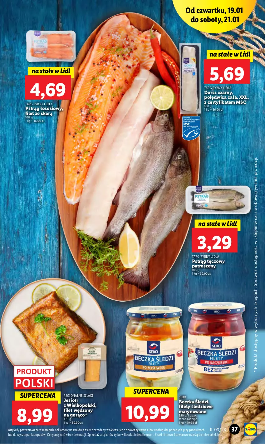 Gazetka promocyjna Lidl - GAZETKA - ważna 19.01 do 21.01.2023 - strona 41 - produkty: Dorsz, Polędwica, Pstrąg, Pstrąg łososiowy, Pstrąg tęczowy, SEKO, Sos