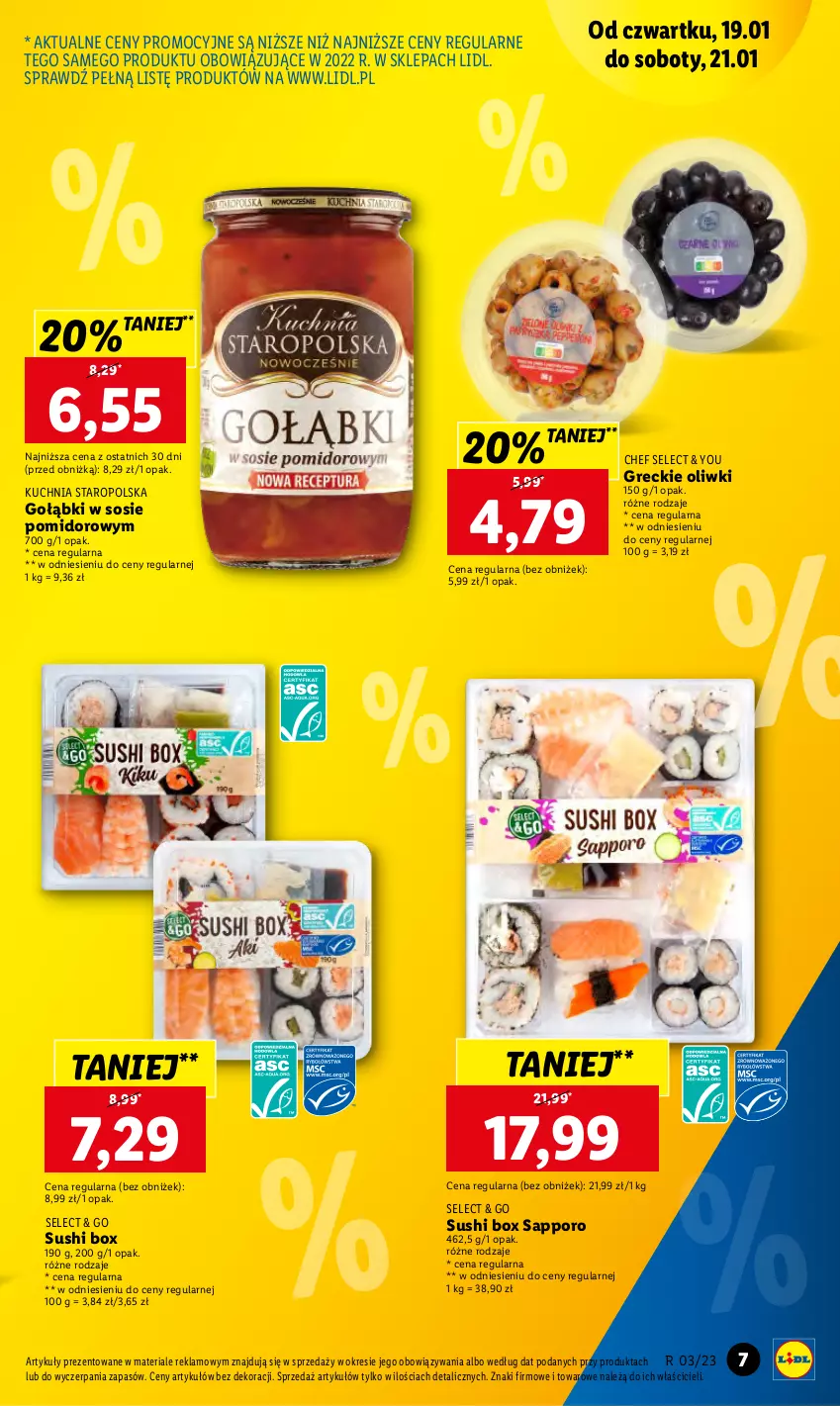 Gazetka promocyjna Lidl - GAZETKA - ważna 19.01 do 21.01.2023 - strona 7 - produkty: Kuchnia, Kuchnia Staropolska, Oliwki, Por, Sos, Sushi