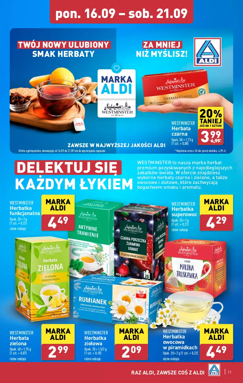 Gazetka promocyjna Aldi - Pełna oferta - ważna 16.09 do 21.09.2024 - strona 11 - produkty: Herbata, Herbata czarna, O nas