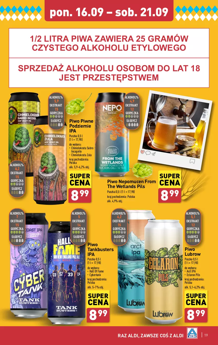 Gazetka promocyjna Aldi - Pełna oferta - ważna 16.09 do 21.09.2024 - strona 19 - produkty: Fa, Gra, Piwa, Piwo