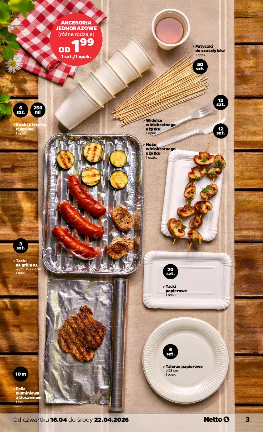 Gazetka promocyjna Netto - Od Czwartku - ważna 16.04 do 22.04.2026 - strona 3 - produkty: Folia aluminiowa, Grill, Noż, Papier, Talerz