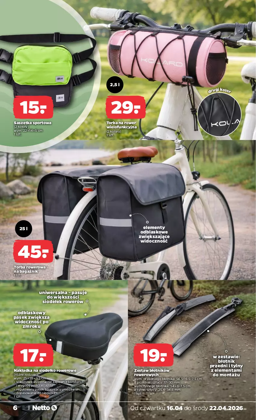 Gazetka promocyjna Netto - Od Czwartku - ważna 16.04 do 22.04.2026 - strona 6 - produkty: Pasek, Por, Rower, Sport, Torba