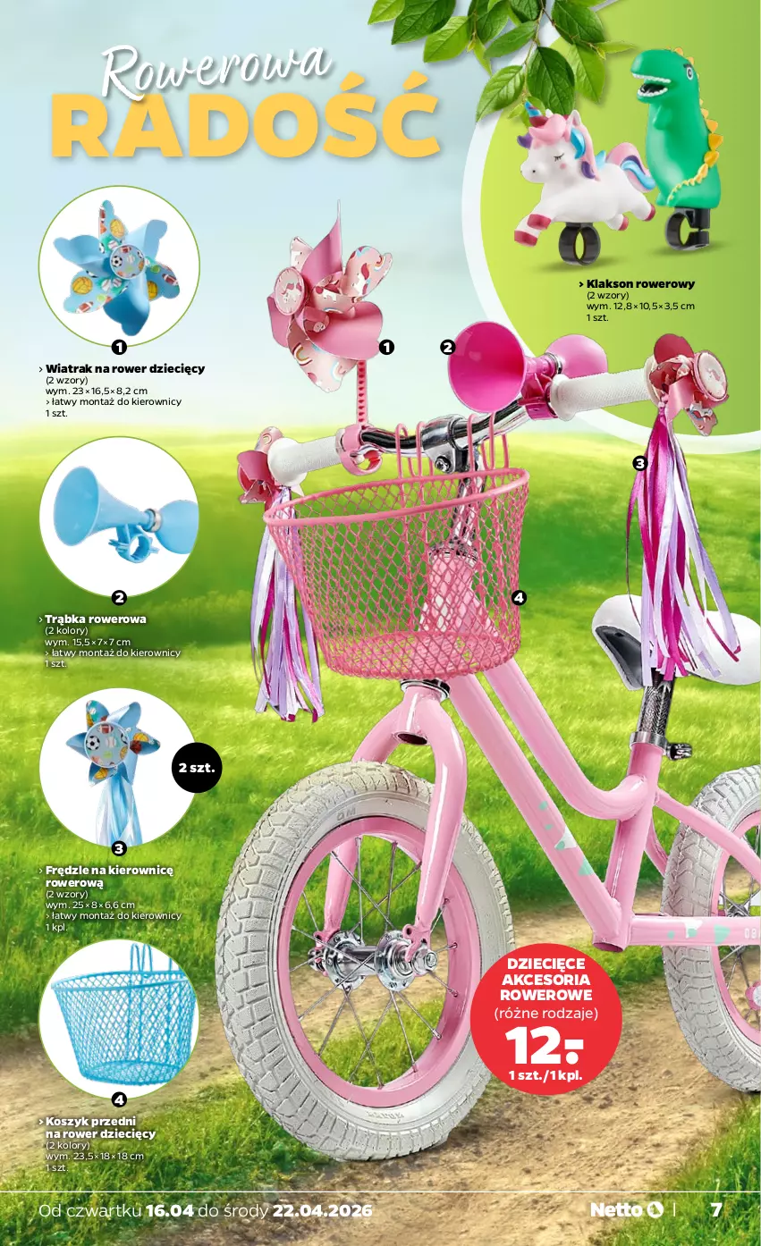 Gazetka promocyjna Netto - Od Czwartku - ważna 16.04 do 22.04.2026 - strona 7 - produkty: Dzieci, Kosz, Rower, Trąbka
