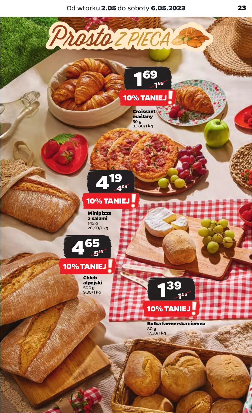 Gazetka promocyjna Netto - Artykuły spożywcze - ważna 02.05 do 06.05.2023 - strona 23 - produkty: Bułka, Chleb, Croissant, Fa, Pizza, Salami