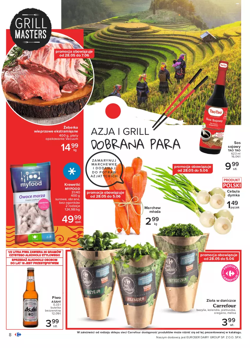 Gazetka promocyjna Carrefour - Gazetka Pyszny świat grilla - ważna 27.05 do 12.06.2021 - strona 8 - produkty: Asahi, Bazyl, Bazylia, Cebula, Gra, Grill, Kolendra, Krewetki, Pietruszka, Piwa, Piwo, Ser, Sos, Sos sojowy, Zioła w doniczce