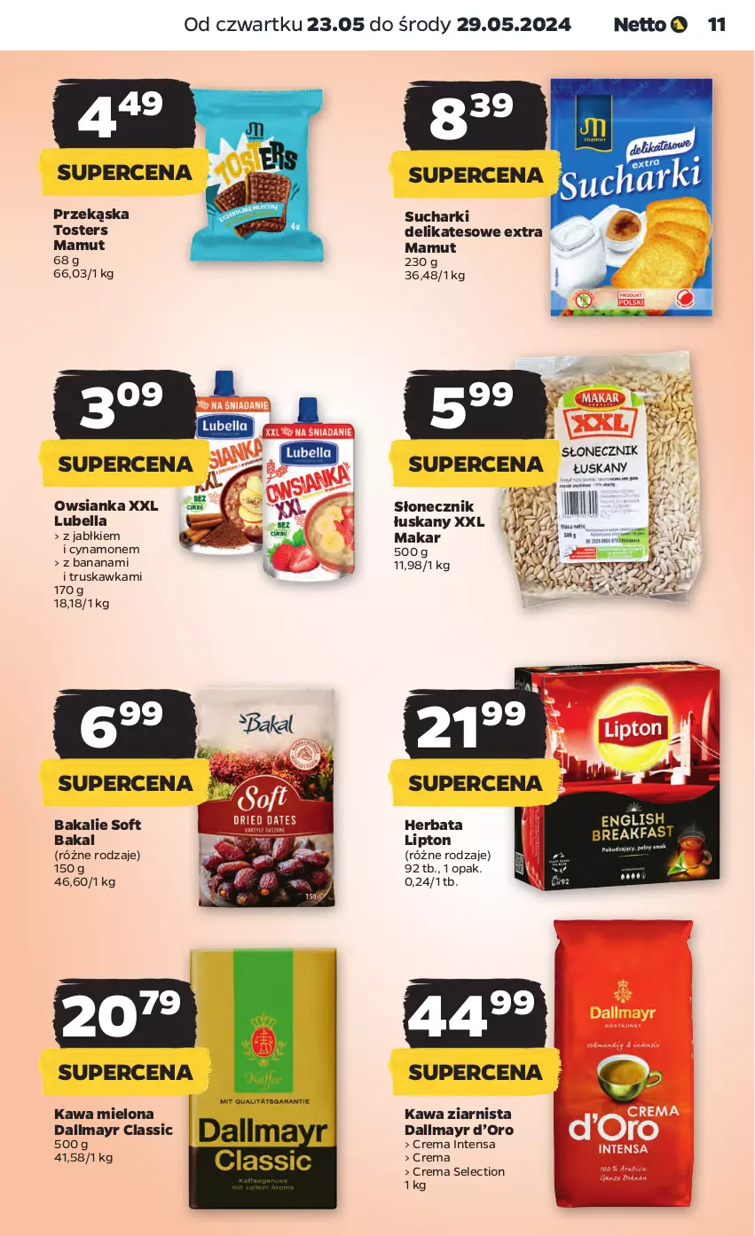 Gazetka promocyjna Netto - Od Czwartku - ważna 23.05 do 29.05.2024 - strona 11 - produkty: Bell, Bella, Dallmayr, Herbata, Kawa, Kawa mielona, Kawa ziarnista, Lipton, Lubella, Owsianka, Toster