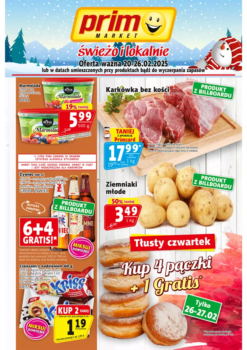 Gazetka promocyjna Prim Market - ważna 20.02 do 26.02.2025 - strona 1 - produkty: AEG, Croissant, Gra, Kakao, Marmolada, Mola, Olej, Róża, Ziemniaki