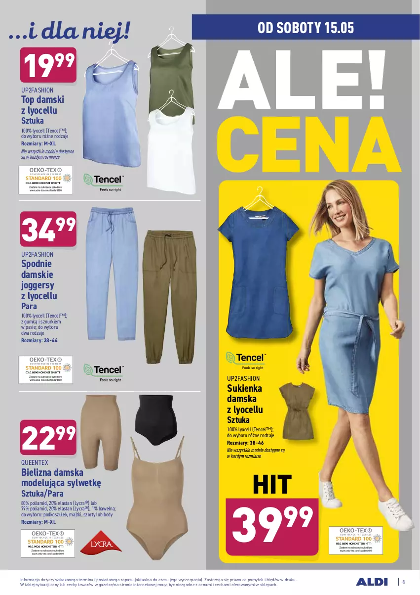 Gazetka promocyjna Aldi - ważna 10.05 do 15.05.2021 - strona 8 - produkty: Bielizna, Body, Fa, Kosz, Majtki, Podkoszulek, Queentex, Spodnie, Sukienka, Szorty, Top, Wełna