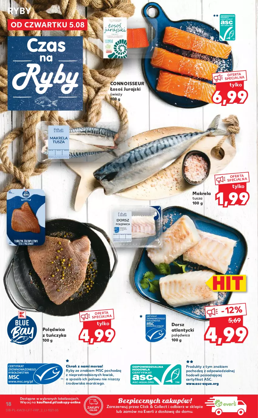 Gazetka promocyjna Kaufland - OFERTA TYGODNIA - ważna 05.08 do 11.08.2021 - strona 18 - produkty: Dorsz, Piec, Polędwica, Tuńczyk, Tusz