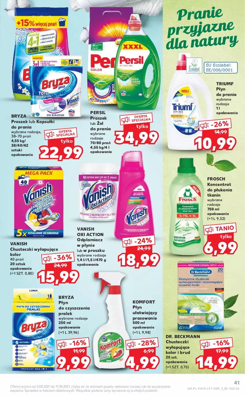 Gazetka promocyjna Kaufland - OFERTA TYGODNIA - ważna 05.08 do 11.08.2021 - strona 41 - produkty: Bryza, Chusteczki, Frosch, Kapsułki do prania, Odplamiacz, Persil, Płyn do prania, Vanish