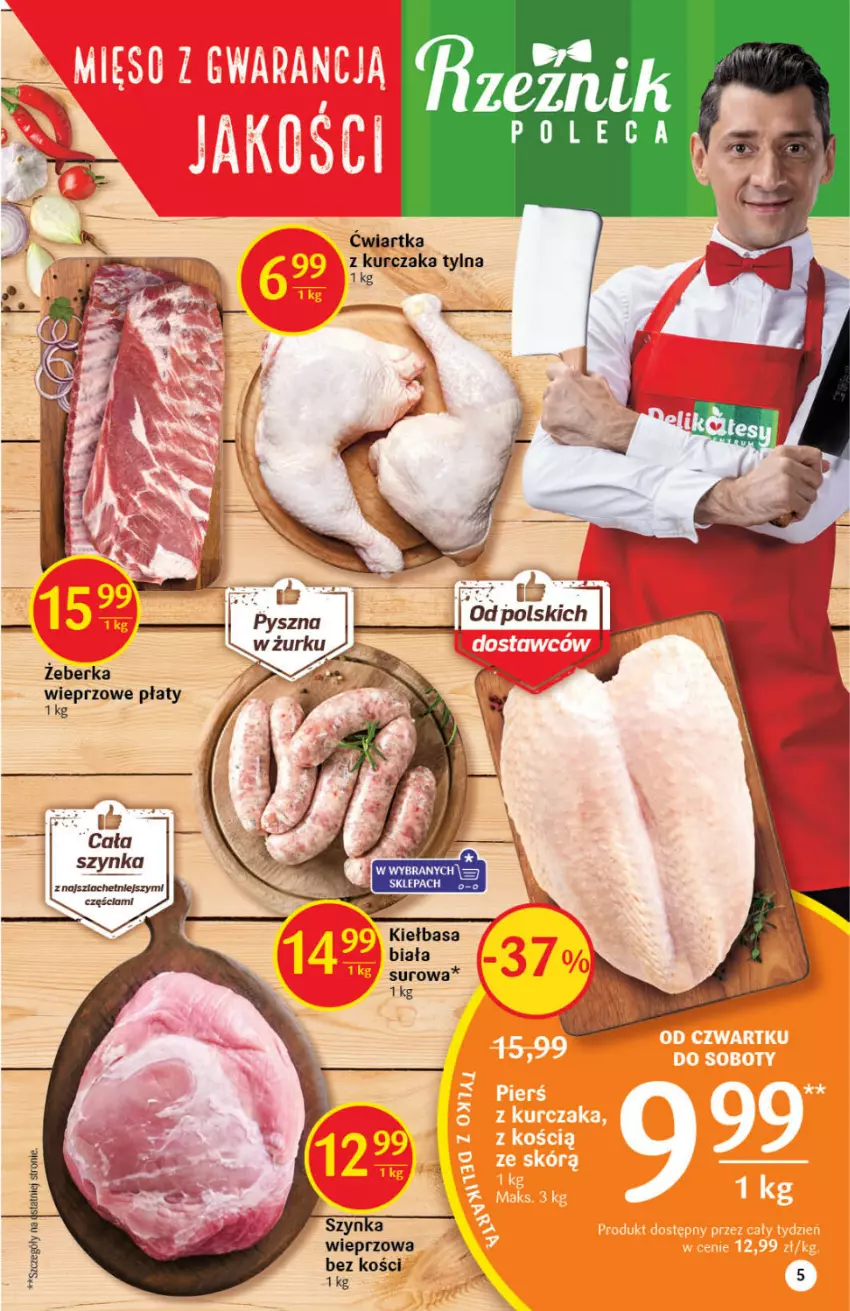 Gazetka promocyjna Delikatesy Centrum - Gazetka DC03 - ważna 20.01 do 26.01.2022 - strona 5 - produkty: Kiełbasa, Kiełbasa biała, Kurczak, Szynka