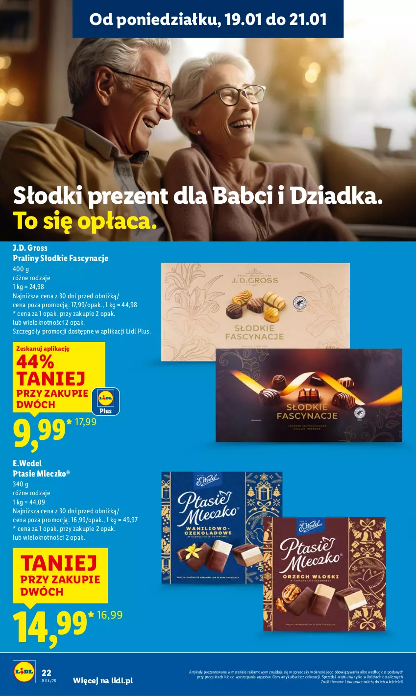 Gazetka promocyjna Lidl - GAZETKA - ważna 19.01 do 21.01.2026 - strona 22 - produkty: Fa, Mleczko, Praliny, Ptasie mleczko
