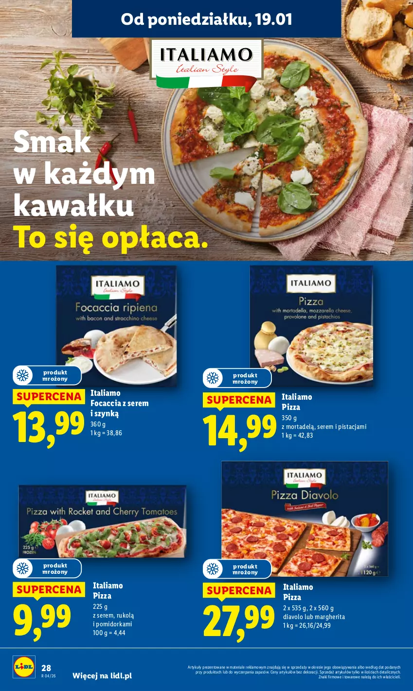 Gazetka promocyjna Lidl - GAZETKA - ważna 19.01 do 21.01.2026 - strona 28 - produkty: Focaccia, Kawa, Orka, Pizza, Ser