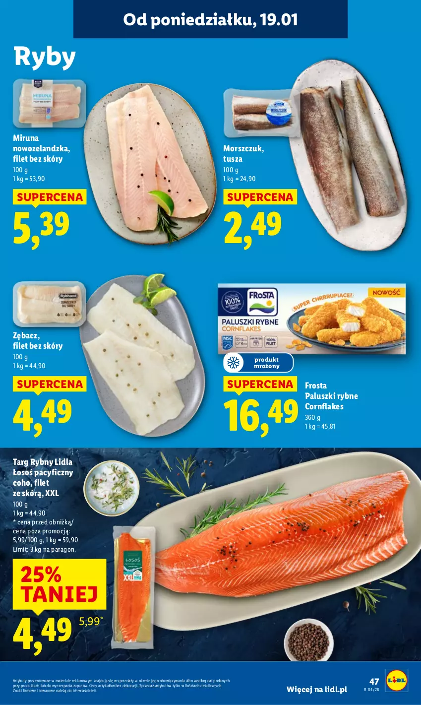 Gazetka promocyjna Lidl - GAZETKA - ważna 19.01 do 21.01.2026 - strona 47 - produkty: Frosta, Miruna, Paluszki rybne, Tusz