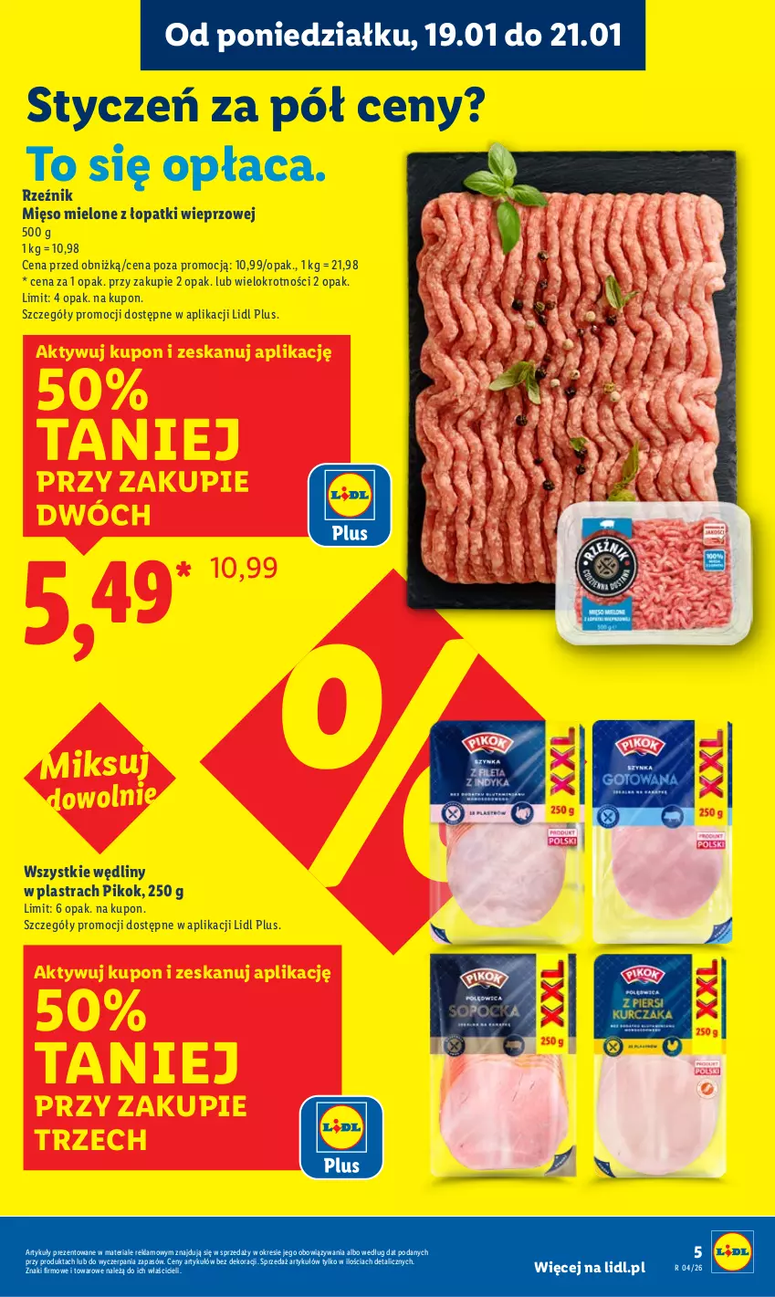 Gazetka promocyjna Lidl - GAZETKA - ważna 19.01 do 21.01.2026 - strona 5 - produkty: Mięso, Mięso mielone, Mięso mielone z łopatki wieprzowej, PIKOK