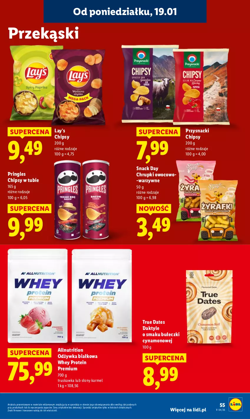 Gazetka promocyjna Lidl - GAZETKA - ważna 19.01 do 21.01.2026 - strona 55 - produkty: Bułeczki, Chipsy, Chrupki, Daktyle, Lay’s, Odżywka, Pringles, Przysnacki