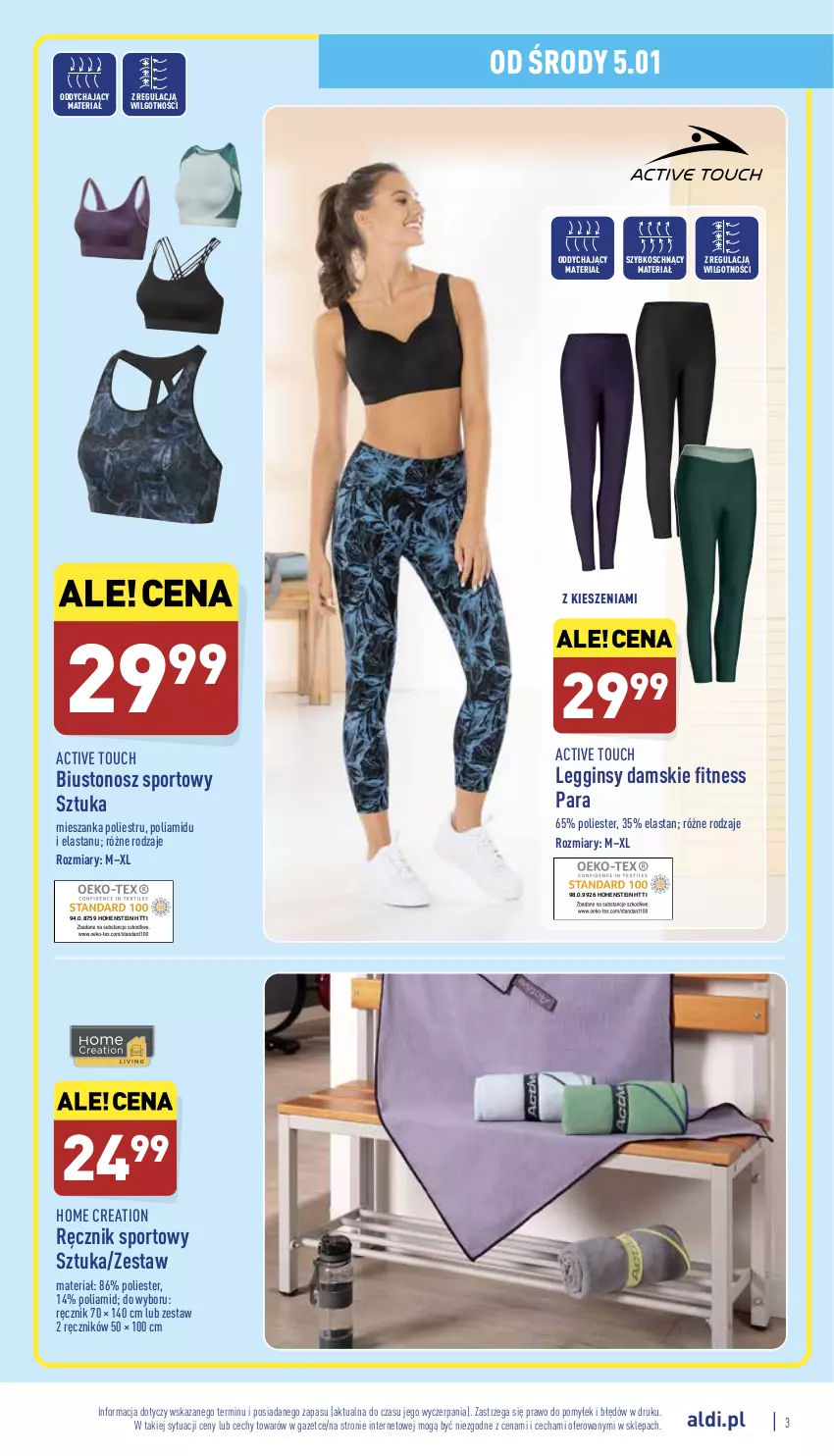 Gazetka promocyjna Aldi - Katalog Moda i Dom - ważna 05.01 do 08.01.2022 - strona 3 - produkty: Biustonosz, Gin, Legginsy, LG, Por, Ręcznik, Sport