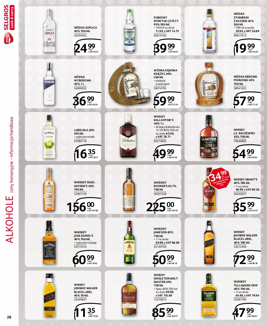 Gazetka promocyjna Selgros - Extra Oferta - ważna 01.05 do 31.05.2021 - strona 28 - produkty: Alkohole, Gra, Jameson, Johnnie Walker, Lack, Soplica, Tullamore Dew, Whiskey, Whisky, Wódka, Wyborowa