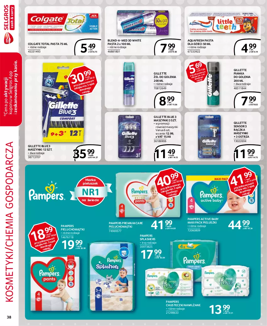 Gazetka promocyjna Selgros - Extra Oferta - ważna 01.05 do 31.05.2021 - strona 38 - produkty: Aquafresh, Blend-a-Med, Chusteczki, Colgate, Colgate Total, Dzieci, Gillette, LG, Majtki, Pampers, Pianka do golenia, Pieluchomajtki, Venus