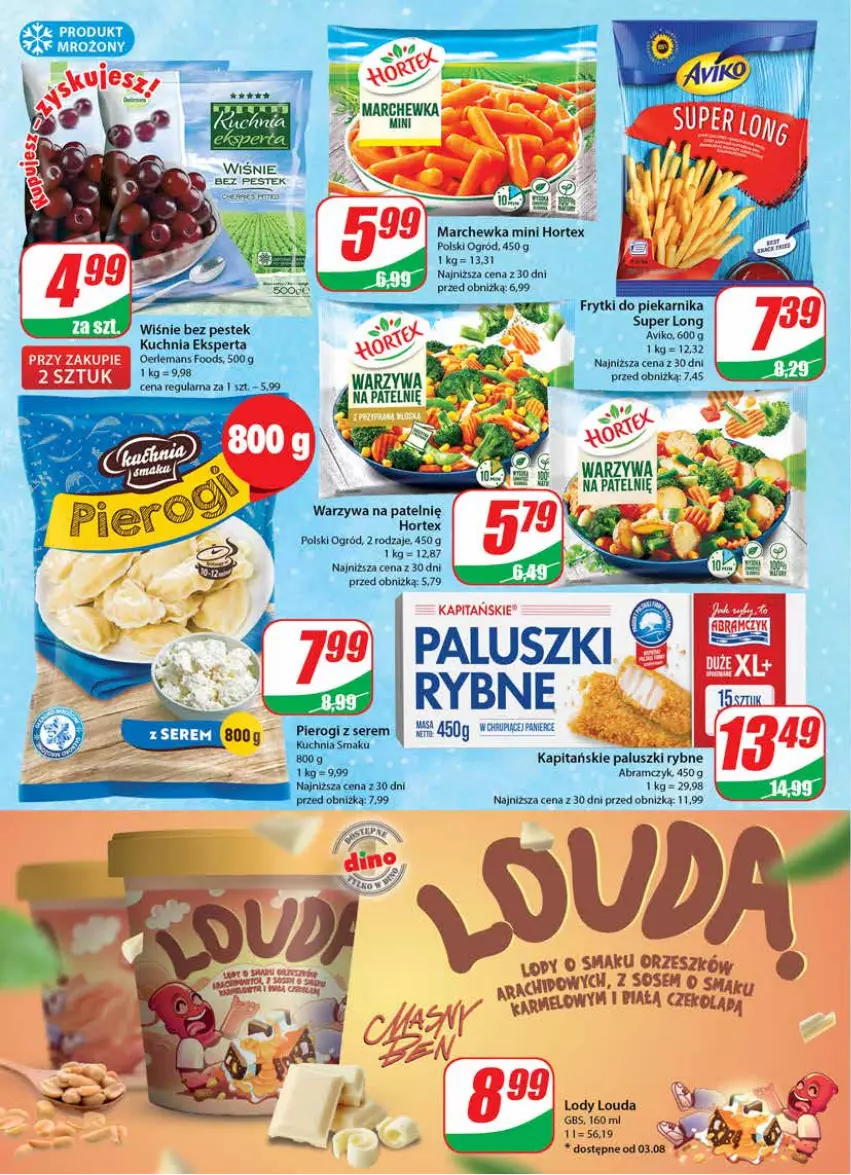 Gazetka promocyjna Dino - Gazetka 31 - ważna 01.08 do 08.08.2023 - strona 8 - produkty: Frytki, Gin, Hortex, Kuchnia, Marchewka, Ogród, Paluszki rybne, Piekarnik, Pierogi, Ser, Stek, Warzywa