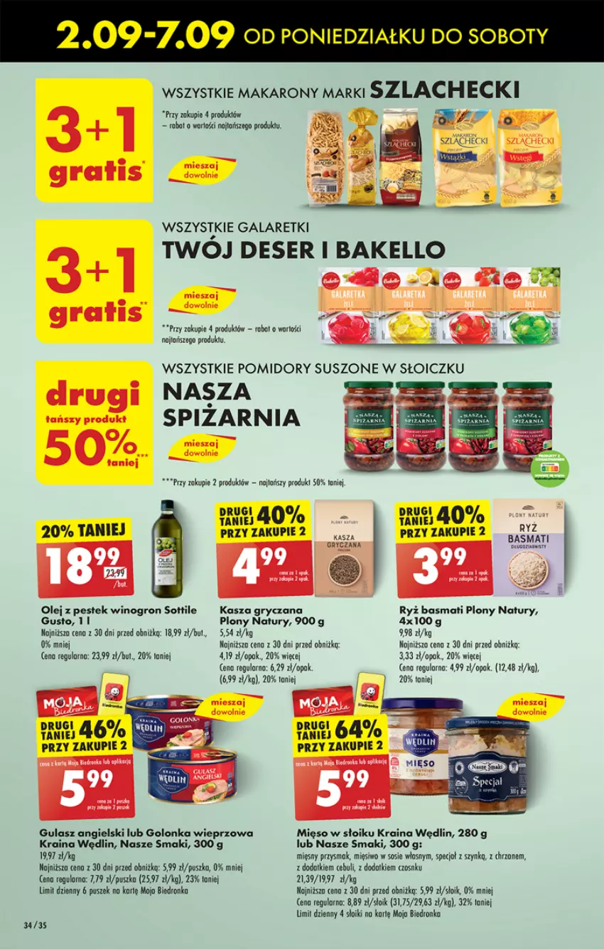 Gazetka promocyjna Biedronka - Od Poniedziałku - ważna 02.09 do 07.09.2024 - strona 44 - produkty: Deser, Gala, Galaretki, Golonka wieprzowa, Gra, Gry, Kasza, Kasza gryczana, Makaron, Mięso, Mięso w słoiku, Olej, Robot, Ryż, Ryż basmati, Ser, Sos, Stek, Wino