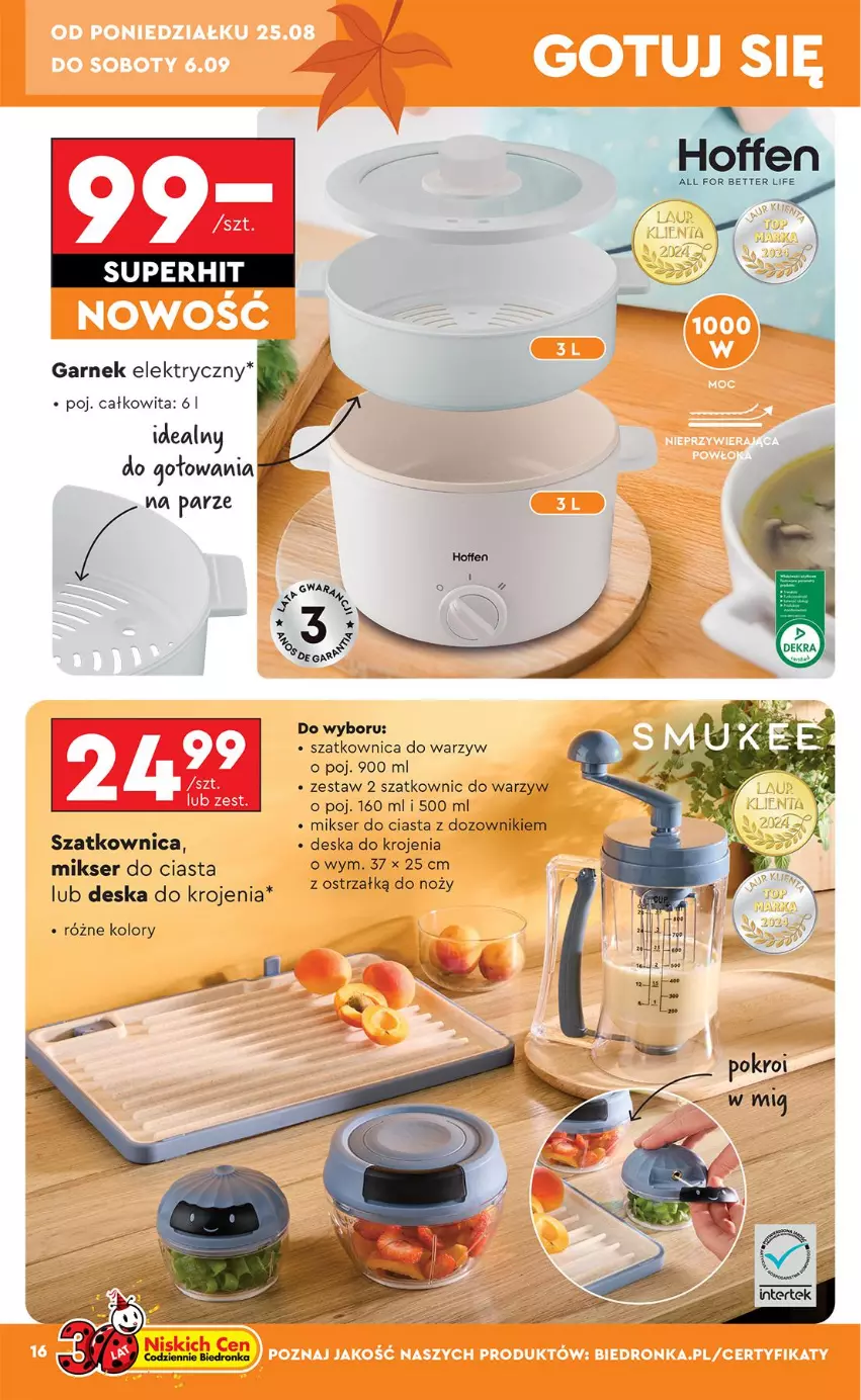 Gazetka promocyjna Biedronka - Okazje Tygodnia - ważna 25.08 do 06.09.2025 - strona 20 - produkty: Deska do krojenia, Dozownik, Garnek, Mikser, Ser, Szatkownica