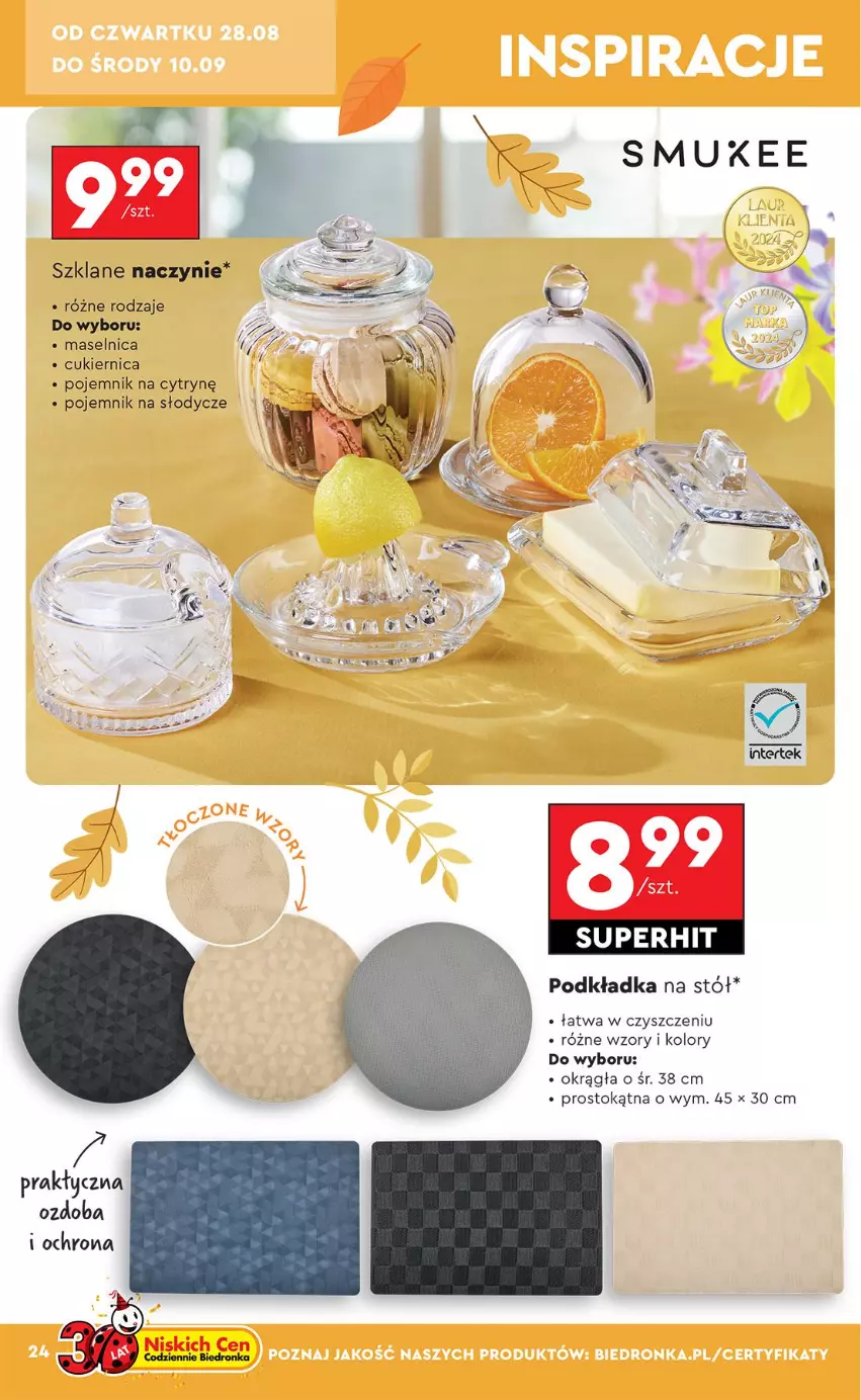 Gazetka promocyjna Biedronka - Okazje Tygodnia - ważna 25.08 do 06.09.2025 - strona 28 - produkty: Cukier, Ozdoba, Podkład, Podkładka, Podkładka na stół, Pojemnik, Stół