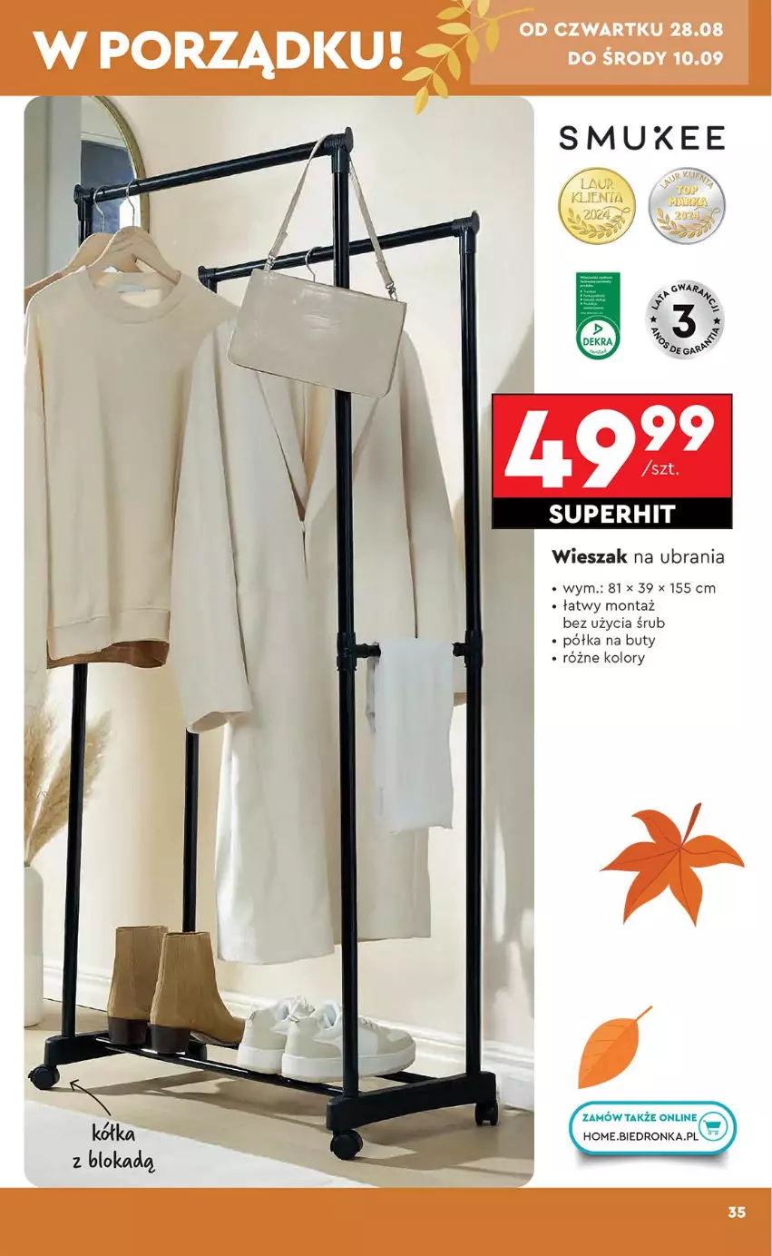 Gazetka promocyjna Biedronka - Okazje Tygodnia - ważna 25.08 do 06.09.2025 - strona 39 - produkty: Buty, Półka, Ubrania, Wieszak