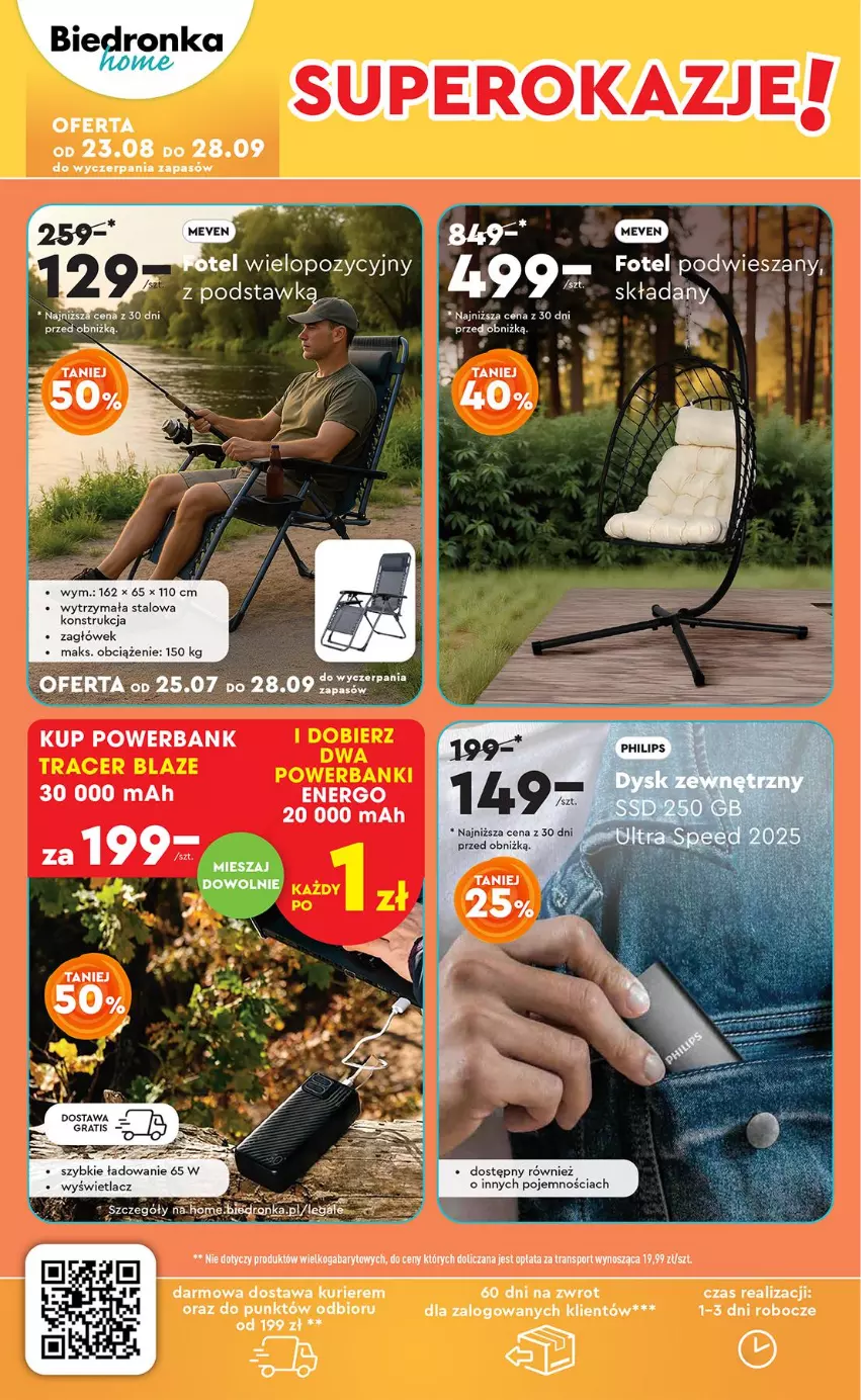 Gazetka promocyjna Biedronka - Okazje Tygodnia - ważna 25.08 do 06.09.2025 - strona 46 - produkty: Fotel, Gra, Philips, Por, Powerbank, Sport, Tran, Zagłówek