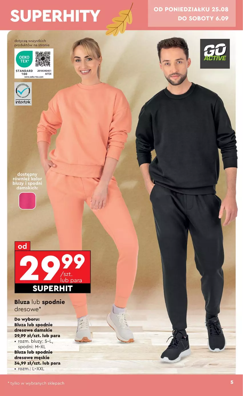 Gazetka promocyjna Biedronka - Okazje Tygodnia - ważna 25.08 do 06.09.2025 - strona 9 - produkty: Bluza, Dres, Spodnie, Spodnie dresowe