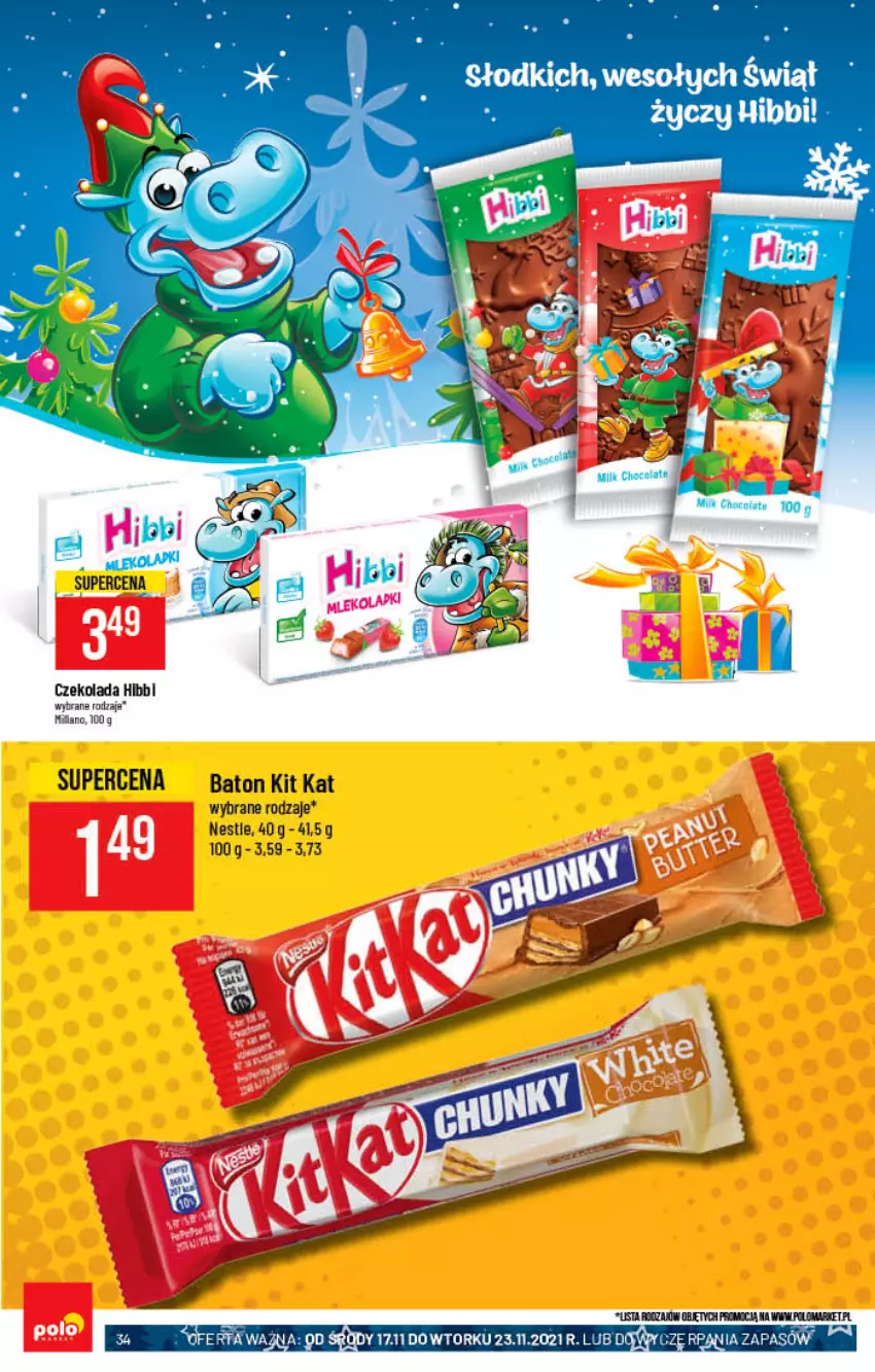 Gazetka promocyjna PoloMarket - Gazetka pomocyjna - ważna 17.11 do 23.11.2021 - strona 34 - produkty: Baton, Czekolada, Kit Kat