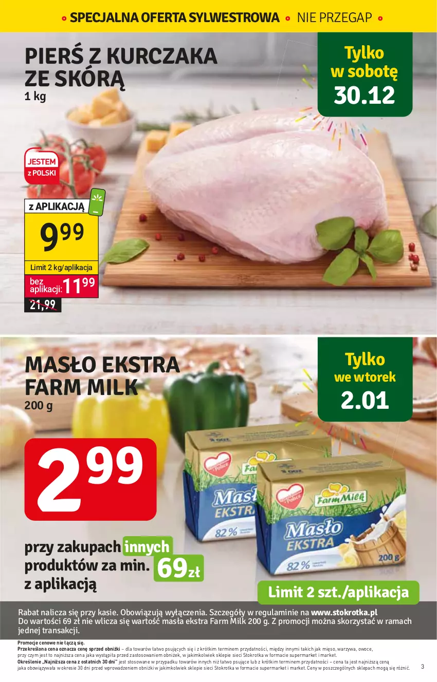 Gazetka promocyjna Stokrotka - Market - ważna 28.12.2023 do 03.01.2024 - strona 3 - produkty: Fa, Farm Milk, Mięso, Owoce, Warzywa