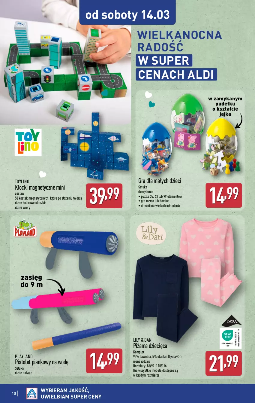 Gazetka promocyjna Aldi - Artykuły przemysłowe i tekstylia - ważna 11.03 do 14.03.2026 - strona 10 - produkty: Dzieci, Gra, Klocki, Obraz, Pistolet, Piżama, Puzzle, Stek, Wełna
