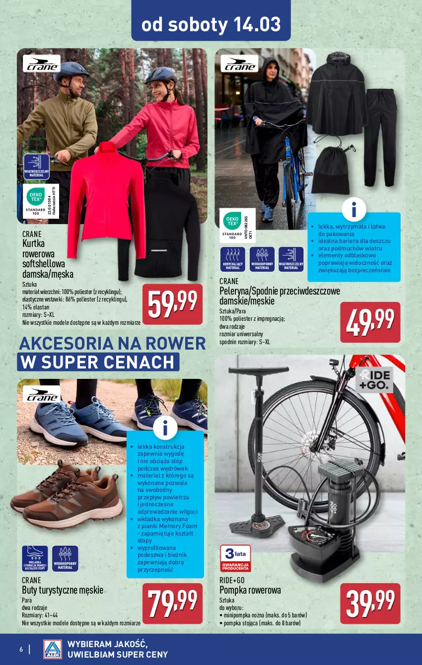 Gazetka promocyjna Aldi - Artykuły przemysłowe i tekstylia - ważna 11.03 do 14.03.2026 - strona 6 - produkty: Bieżnik, Buty, Kurtka, LG, Noż, Piec, Pompka, Rower, Spodnie, Top