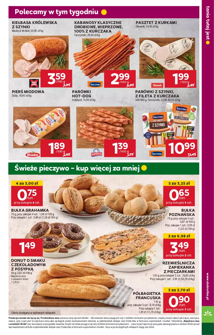 Gazetka promocyjna Stokrotka - Supermarket - ważna 30.10 do 06.11.2024 - strona 11 - produkty: Bagietka, Bułka, Bułka grahamka, Donut, Gra, HP, Kabanos, Kiełbasa, Kurczak, Parówki, Parówki z szynki, Pasztet, Piec, Pieczarka, Pieczywo, Półbagietka, Zapiekanka