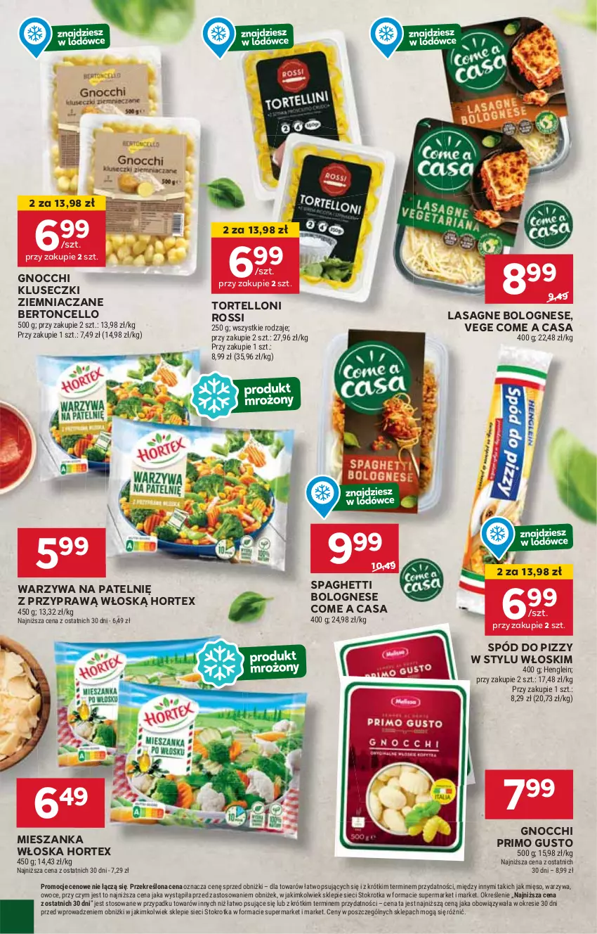 Gazetka promocyjna Stokrotka - Supermarket - ważna 30.10 do 06.11.2024 - strona 17 - produkty: Gnocchi, Hortex, HP, Lasagne, Lasagne bolognese, Spaghetti, Spód do pizzy, Tortelloni, Warzywa