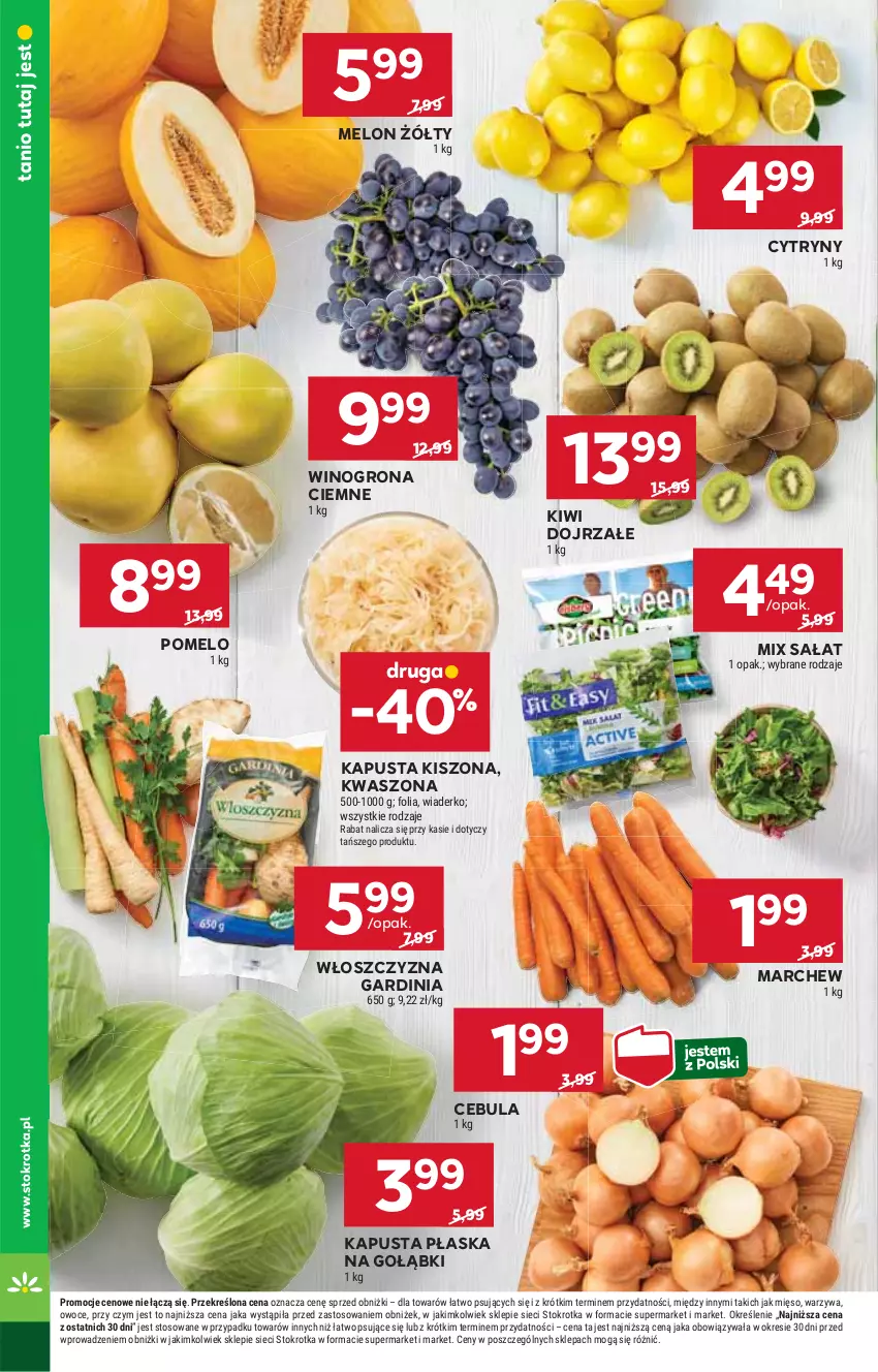 Gazetka promocyjna Stokrotka - Supermarket - ważna 30.10 do 06.11.2024 - strona 8 - produkty: Cebula, Cytryny, HP, Kiwi, Melon, Pomelo, Sałat, Wino, Winogrona