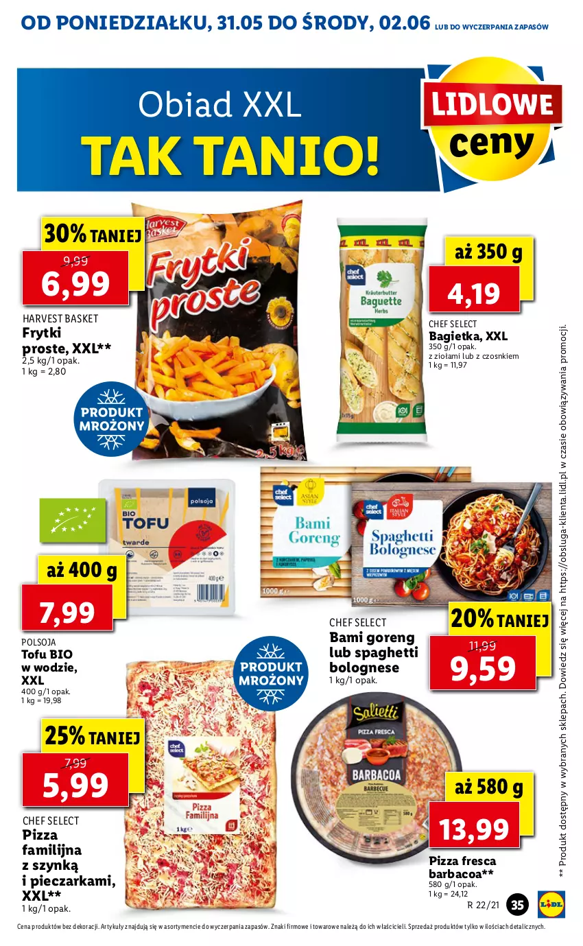 Gazetka promocyjna Lidl - GAZETKA - ważna 31.05 do 02.06.2021 - strona 35 - produkty: Bagietka, Fa, Frytki, Piec, Pieczarka, Pizza, Spaghetti, Tofu