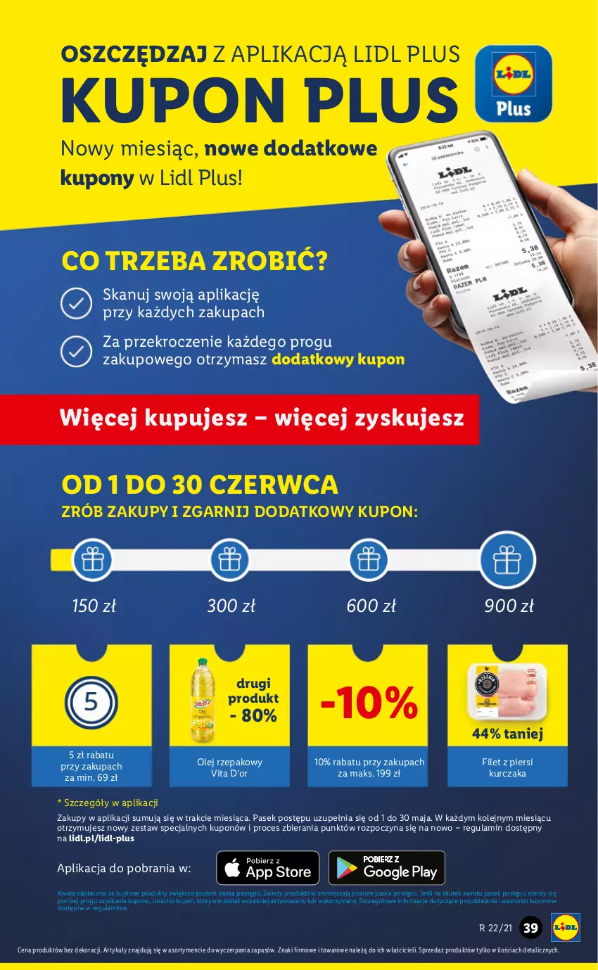 Gazetka promocyjna Lidl - GAZETKA - ważna 31.05 do 02.06.2021 - strona 39 - produkty: Filet z piersi kurczaka, Kurczak, Olej, Olej rzepakowy, Pasek